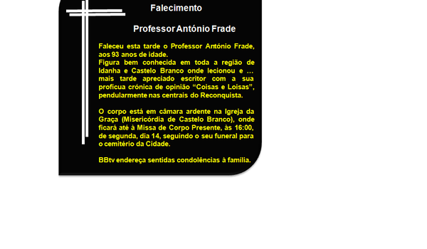 Funeral às 16:00 de segunda