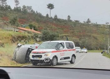 Carro capotado na descida da Santa Cruz